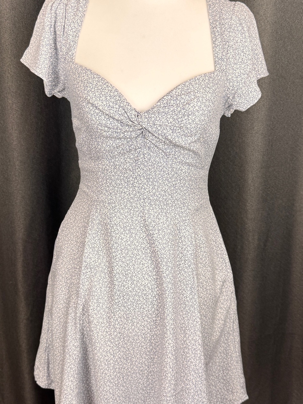 Abercrombie & Fitch Light Blue Floral Twist-Front Skater Dress